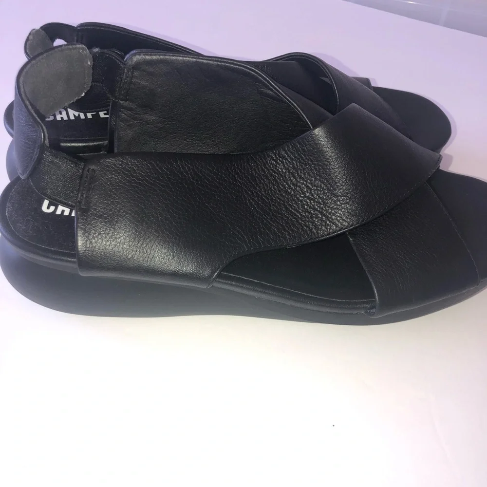 𝅺Camper balloon leather slingback wedge sandal 10